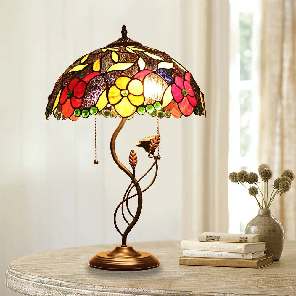 Tiffany-Style Victorian Design 2-light Oil Rubbed Bronze Table Lamp