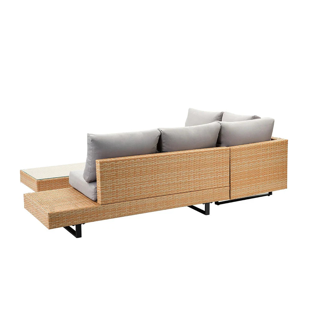 Tumbes Rattan 5-Person Weatherproof Outdoor Furniture Seating Group with Cushions and Coffee Table