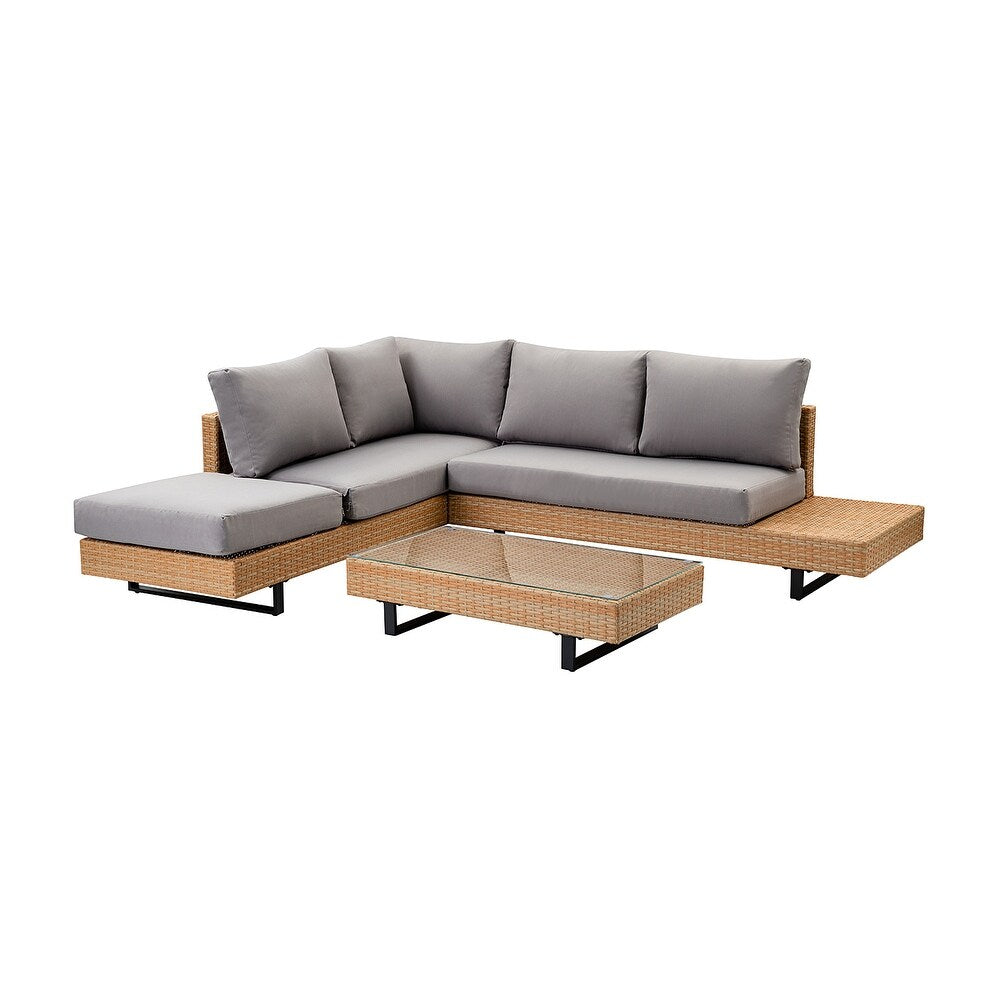 Tumbes Rattan 5-Person Weatherproof Outdoor Furniture Seating Group with Cushions and Coffee Table