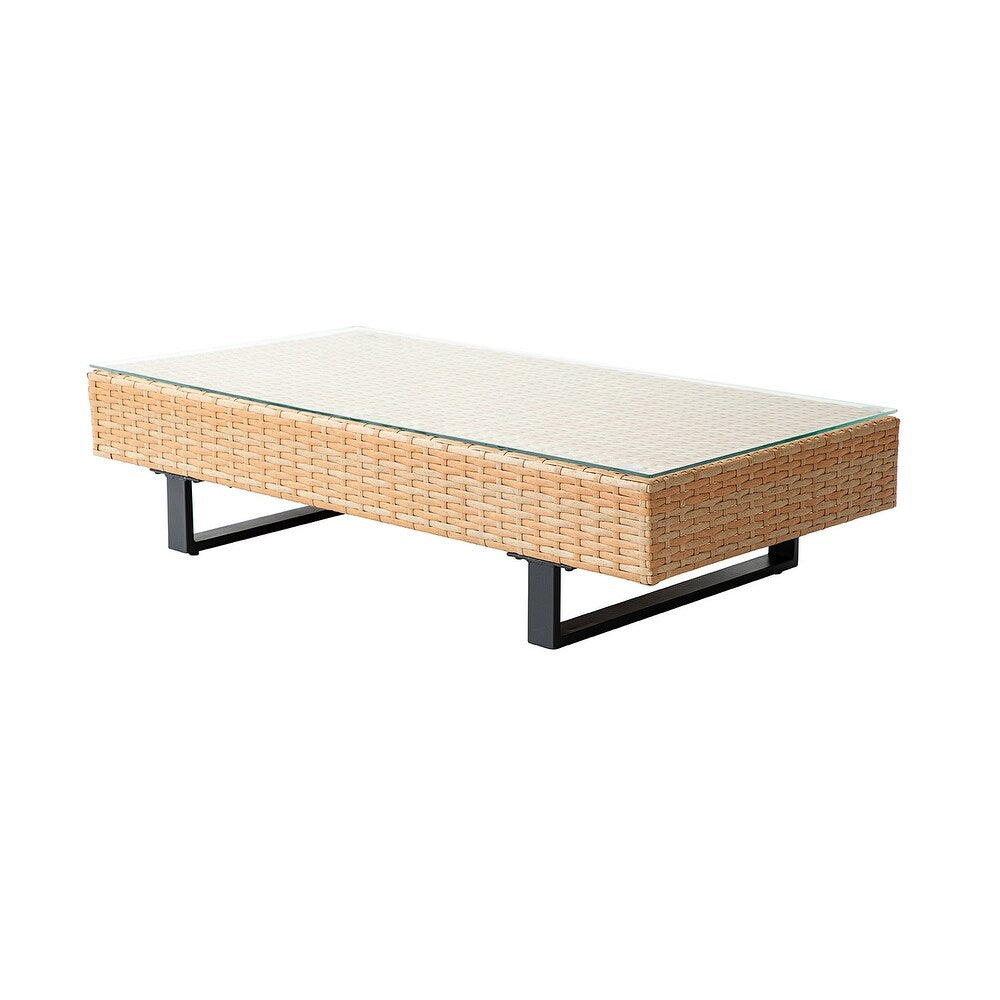 Tumbes Rattan 5-Person Weatherproof Outdoor Furniture Seating Group with Cushions and Coffee Table