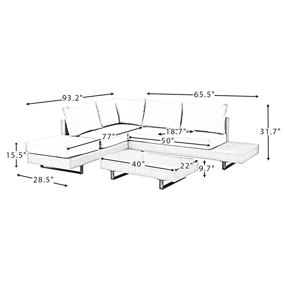 Tumbes Rattan 5-Person Weatherproof Outdoor Furniture Seating Group with Cushions and Coffee Table