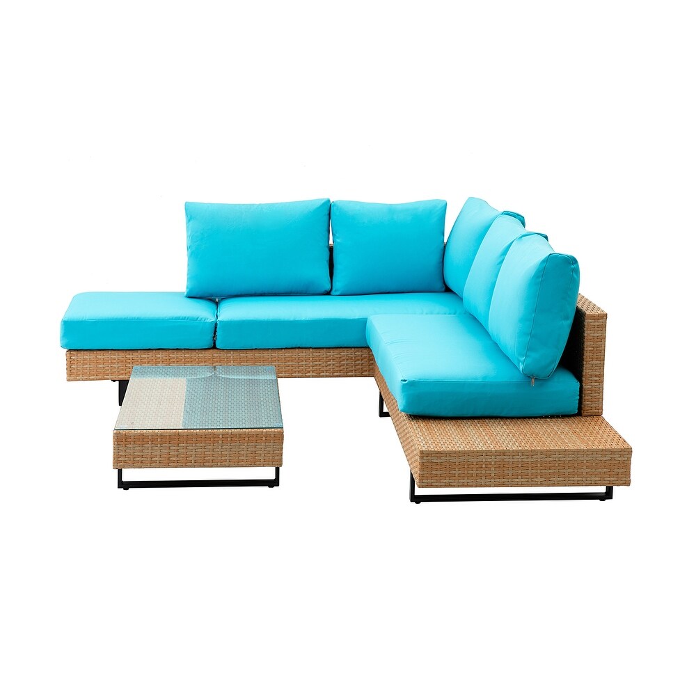 Tumbes Rattan 5-Person Weatherproof Outdoor Furniture Seating Group with Cushions and Coffee Table
