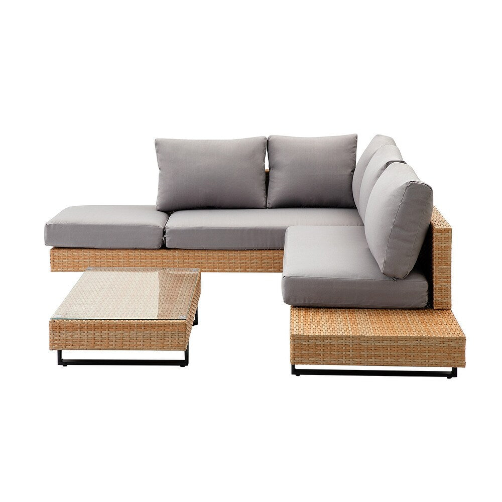 Tumbes Rattan 5-Person Weatherproof Outdoor Furniture Seating Group with Cushions and Coffee Table