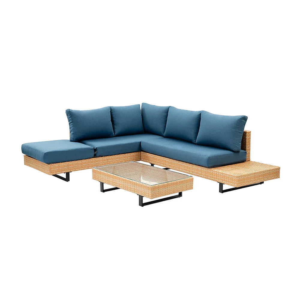 Tumbes Rattan 5-Person Weatherproof Outdoor Furniture Seating Group with Cushions and Coffee Table