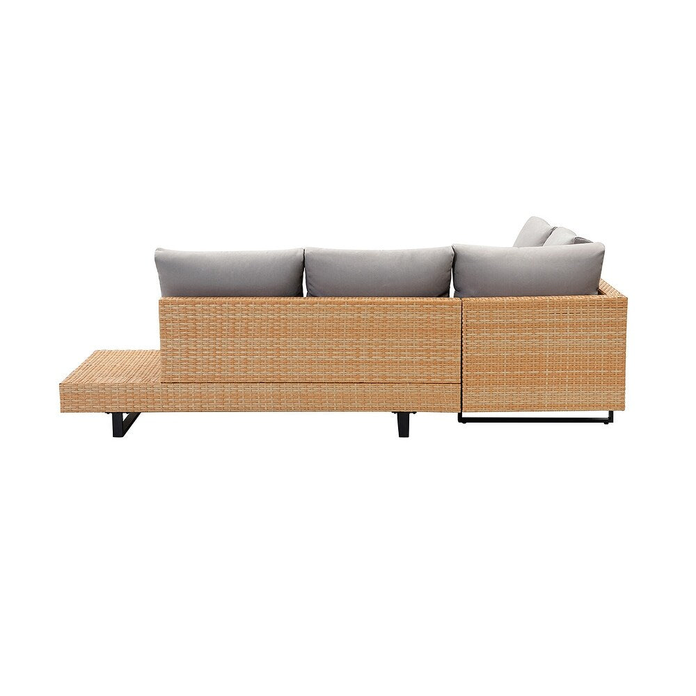 Tumbes Rattan 5-Person Weatherproof Outdoor Furniture Seating Group with Cushions and Coffee Table