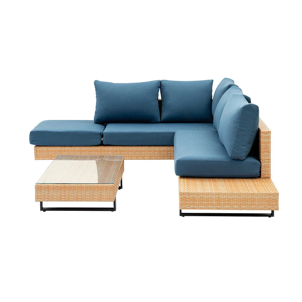 Tumbes Rattan 5-Person Weatherproof Outdoor Furniture Seating Group with Cushions and Coffee Table