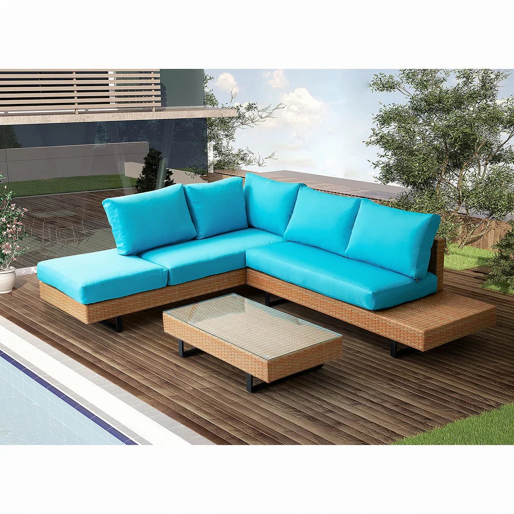 Tumbes Rattan 5-Person Weatherproof Outdoor Furniture Seating Group with Cushions and Coffee Table
