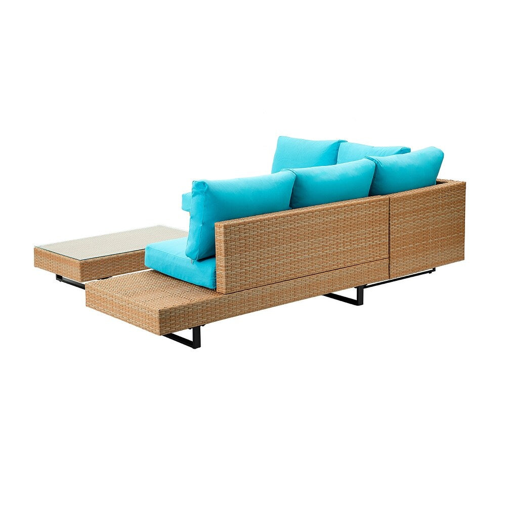 Tumbes Rattan 5-Person Weatherproof Outdoor Furniture Seating Group with Cushions and Coffee Table