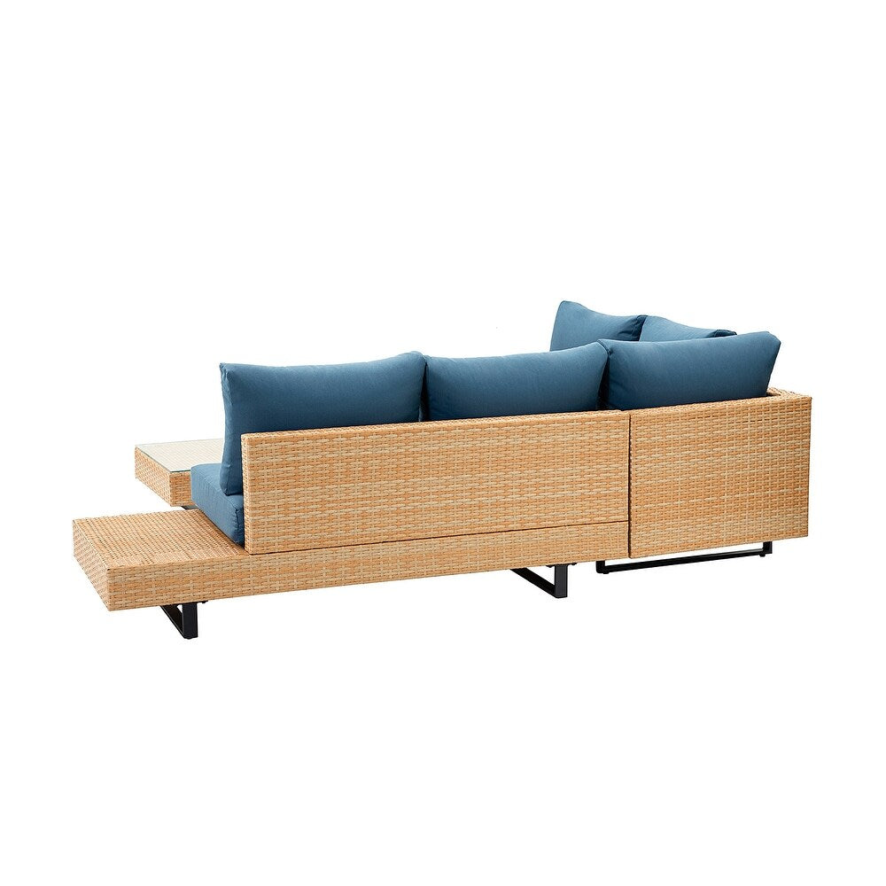 Tumbes Rattan 5-Person Weatherproof Outdoor Furniture Seating Group with Cushions and Coffee Table