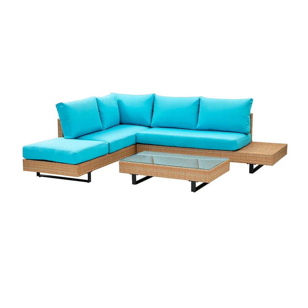 Tumbes Rattan 5-Person Weatherproof Outdoor Furniture Seating Group with Cushions and Coffee Table