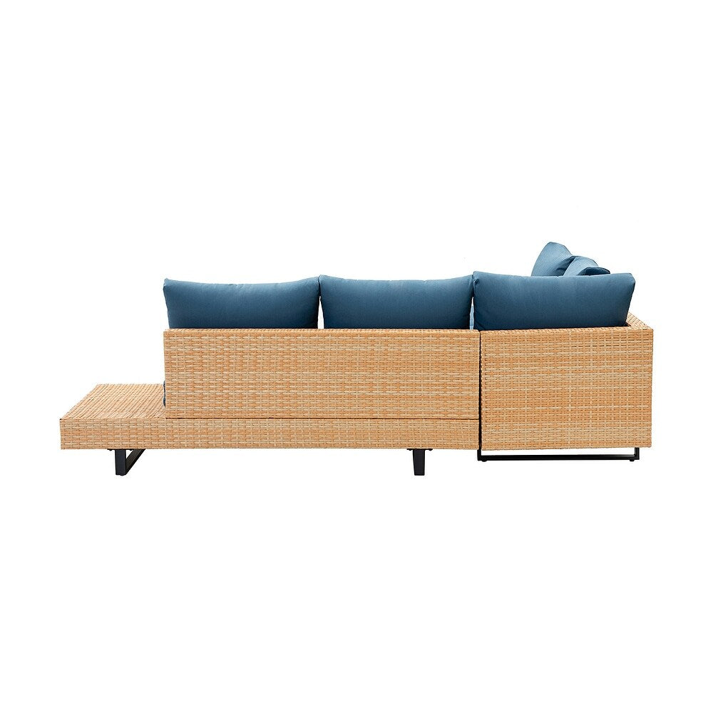 Tumbes Rattan 5-Person Weatherproof Outdoor Furniture Seating Group with Cushions and Coffee Table