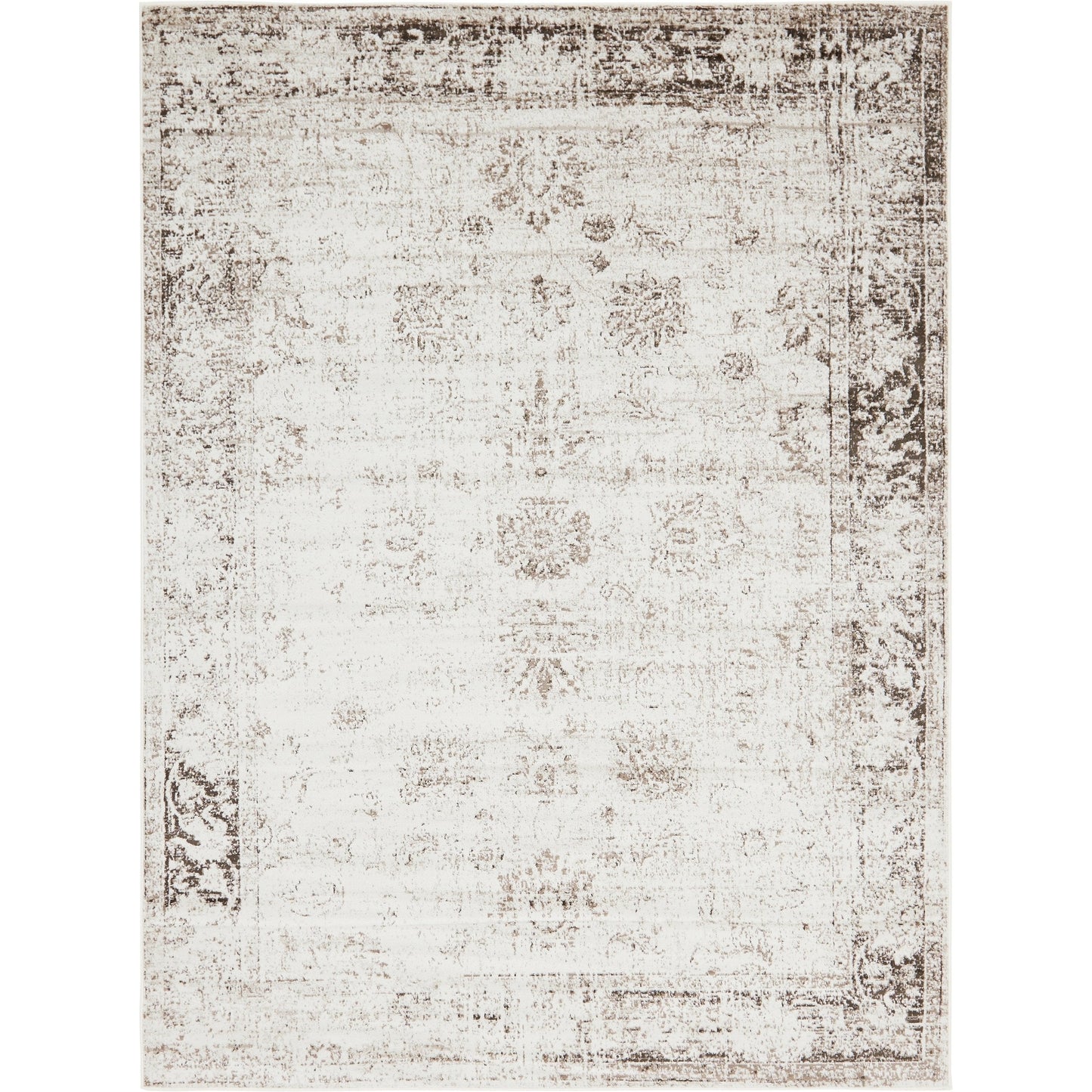 Vintage Distressed Bordered Beige Area Rugs
