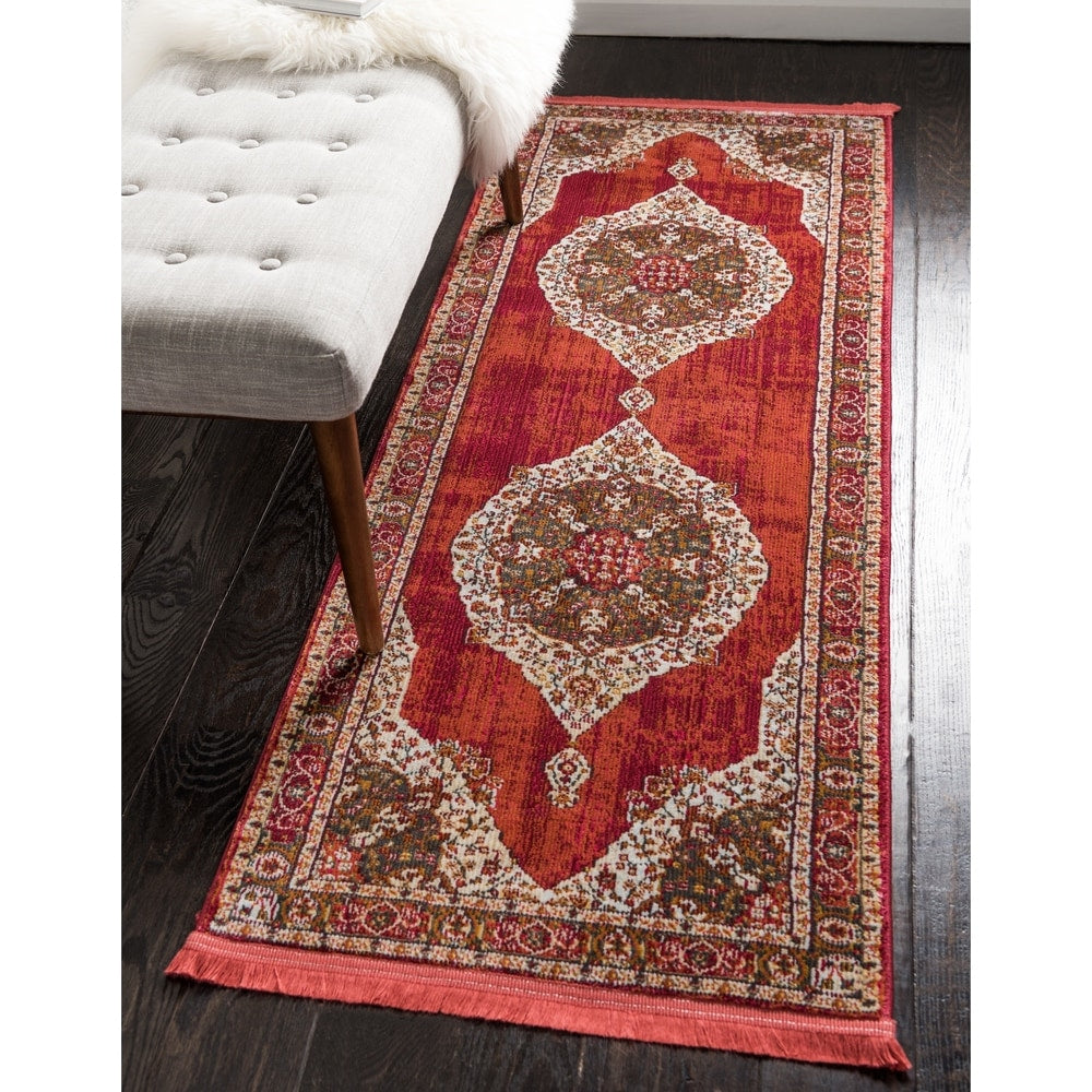 Vintage Traditional Red Ivory Terracotta Area Rugs