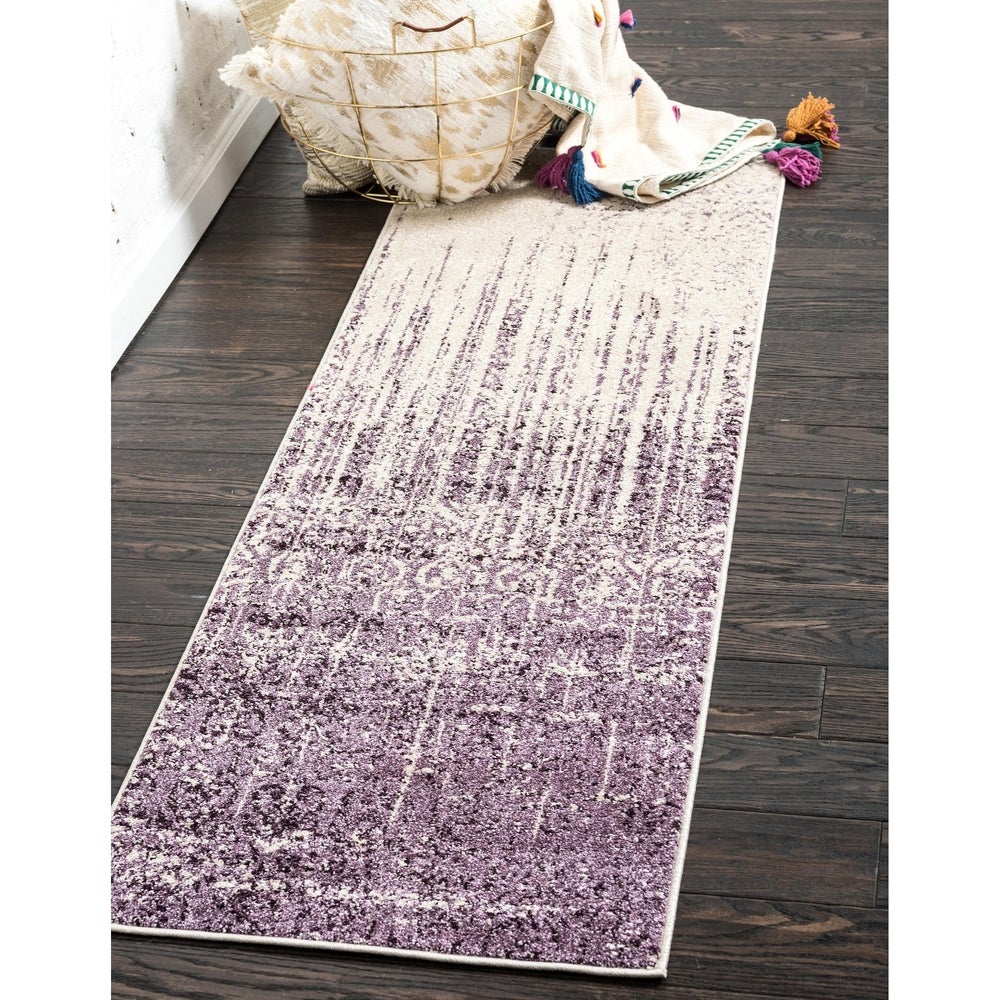 Modern Distressed Purple Soft Area Rug