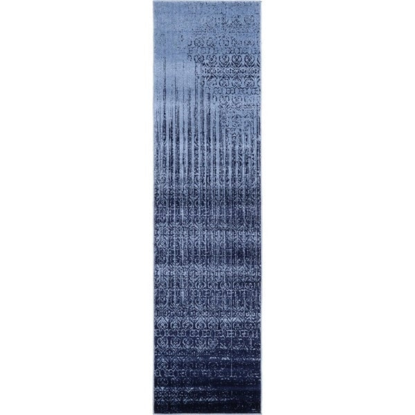 Modern Distressed Blue Soft Area Rug