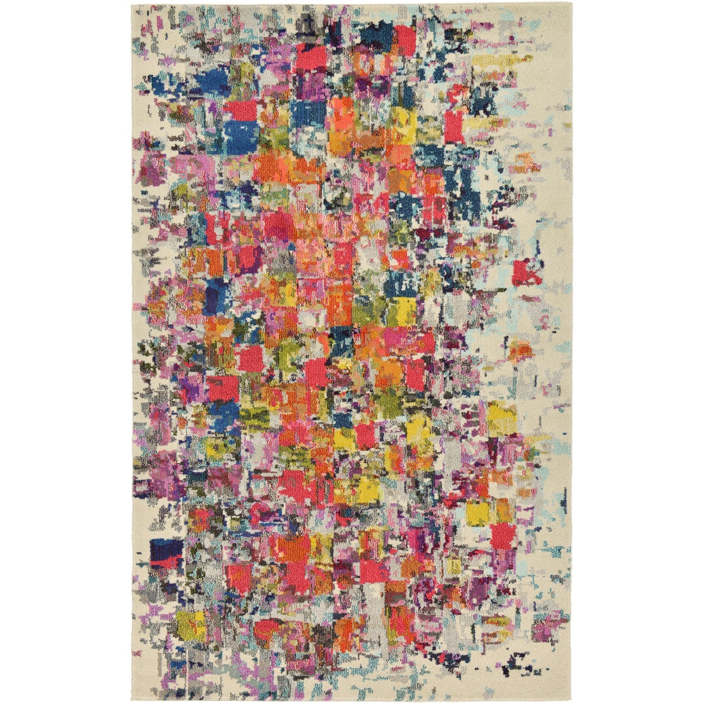 Distressed Ivory Multi-color Soft Area Rug