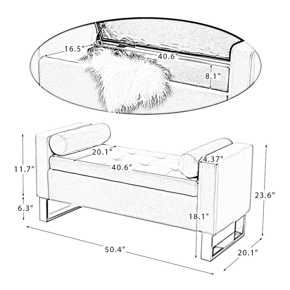 Aurora Upholstered Bench with Storage Space by 14 Karat Home