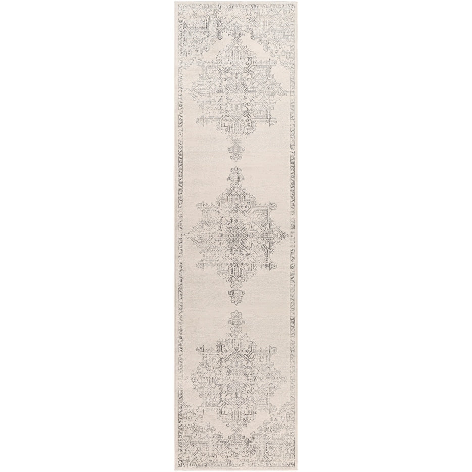 Saray Distressed Medallion Soft Area Rug - Ivory/Grey