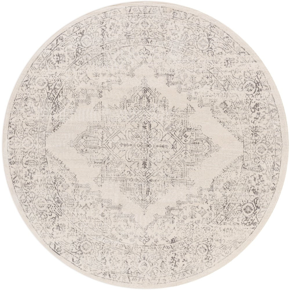 Saray Distressed Medallion Soft Area Rug - Ivory/Grey