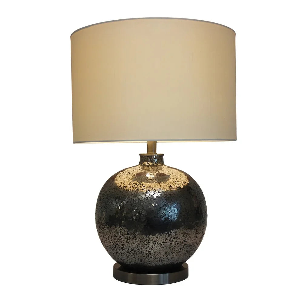 Urban Designs Euro Handcrafted Grey Cracked Glass Mosaic Table Lamp