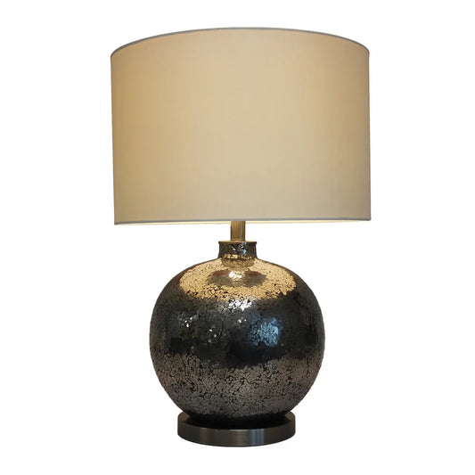 Urban Designs Euro Handcrafted Grey Cracked Glass Mosaic Table Lamp