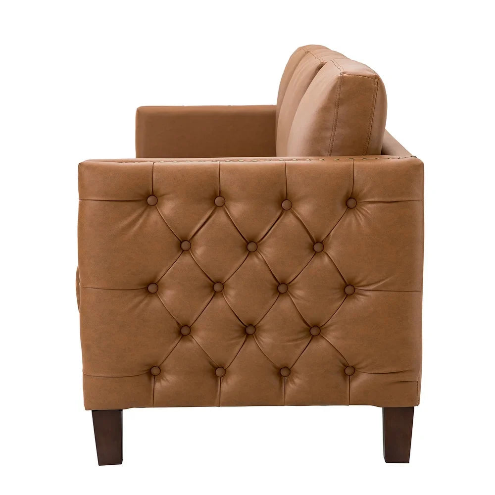 Bortolotti 81.5" Classic Vegan Leather Sofa with Solid Wooden Legs