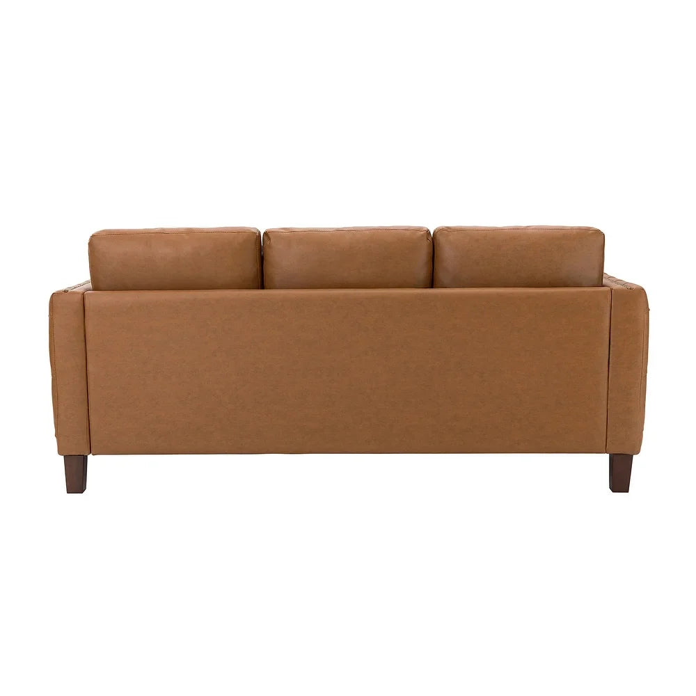 Bortolotti 81.5" Classic Vegan Leather Sofa with Solid Wooden Legs
