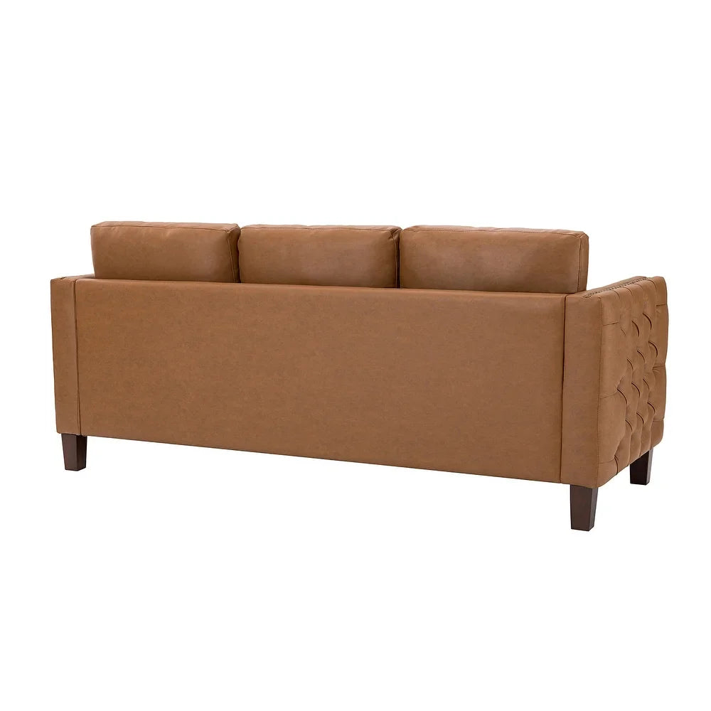 Bortolotti 81.5" Classic Vegan Leather Sofa with Solid Wooden Legs
