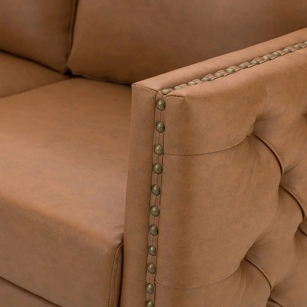 Bortolotti 81.5" Classic Vegan Leather Sofa with Solid Wooden Legs