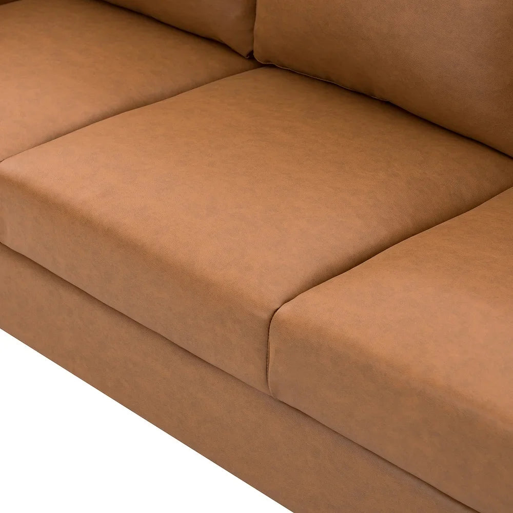 Bortolotti 81.5" Classic Vegan Leather Sofa with Solid Wooden Legs