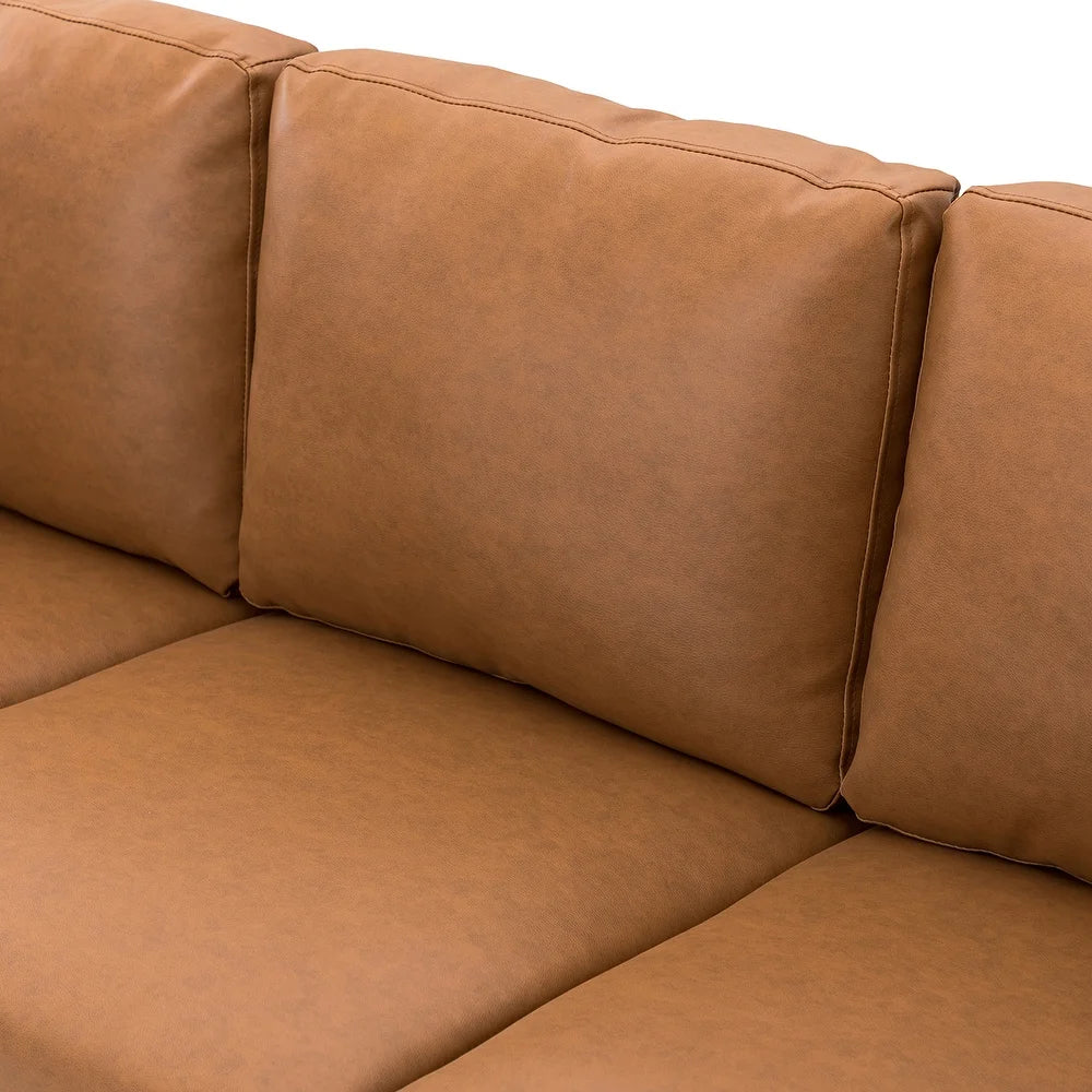 Bortolotti 81.5" Classic Vegan Leather Sofa with Solid Wooden Legs