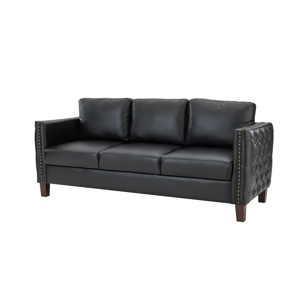 Bortolotti 81.5" Classic Vegan Leather Sofa with Solid Wooden Legs