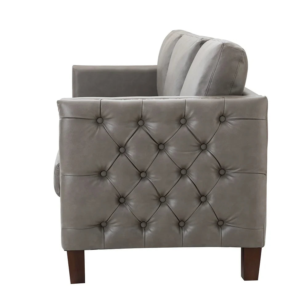 Bortolotti 81.5" Classic Vegan Leather Sofa with Solid Wooden Legs