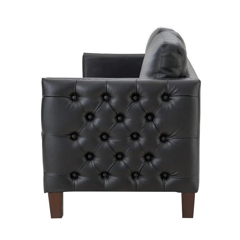 Bortolotti 81.5" Classic Vegan Leather Sofa with Solid Wooden Legs