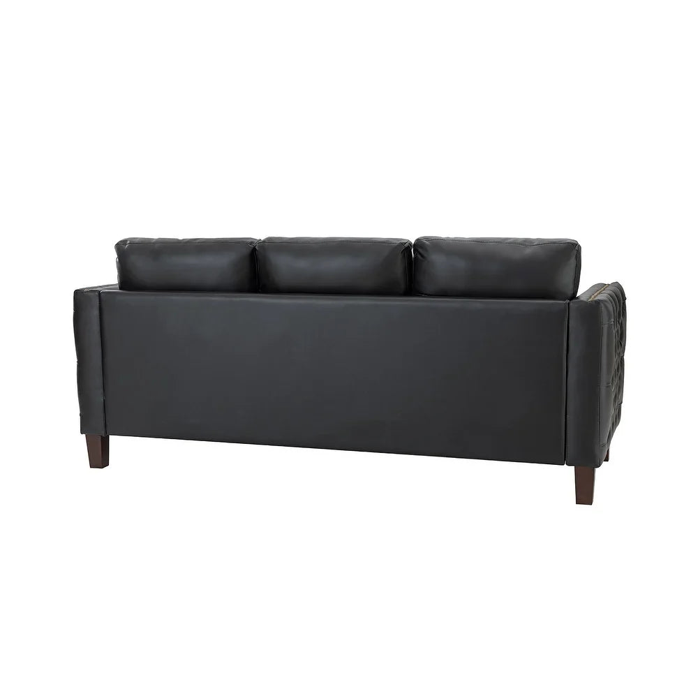 Bortolotti 81.5" Classic Vegan Leather Sofa with Solid Wooden Legs