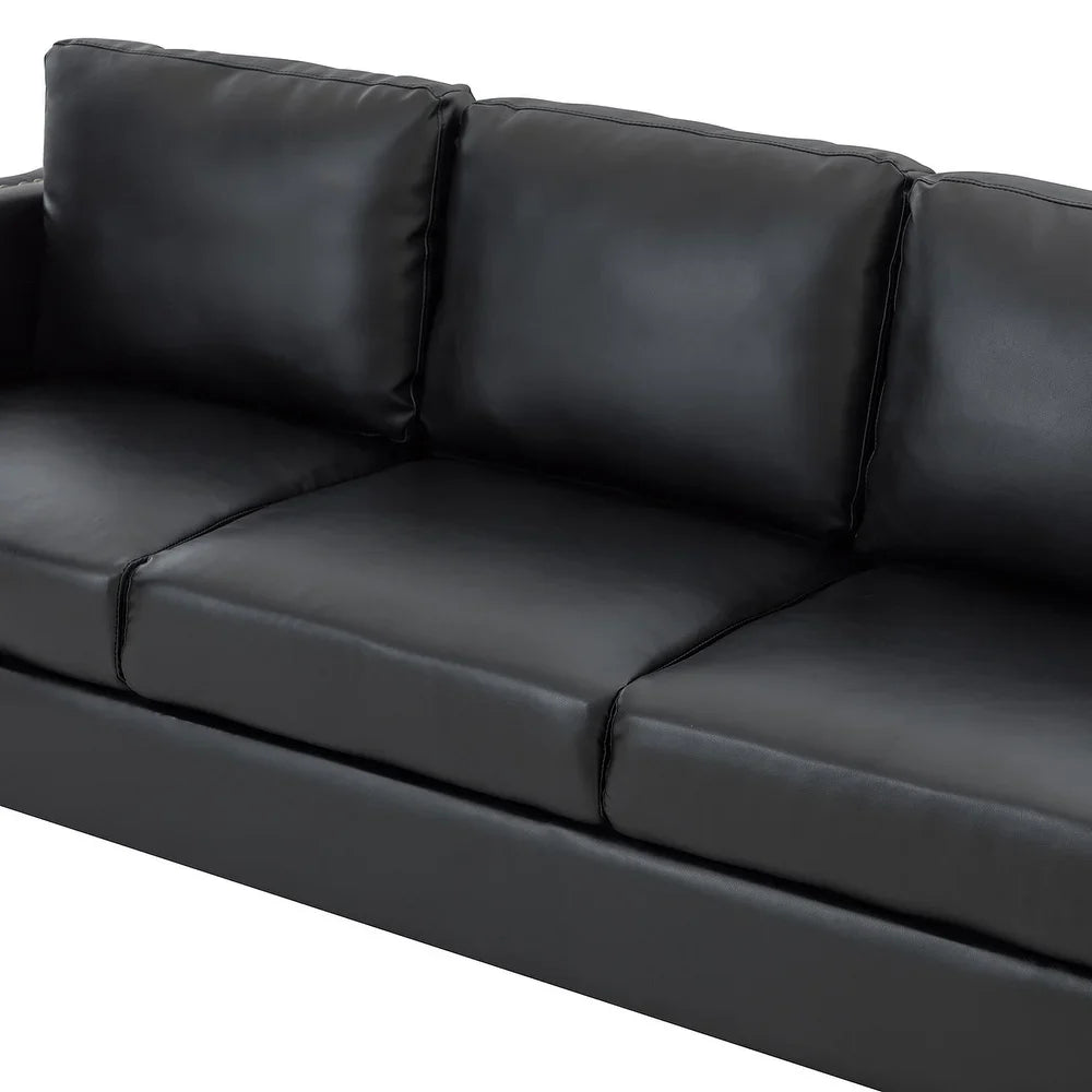 Bortolotti 81.5" Classic Vegan Leather Sofa with Solid Wooden Legs