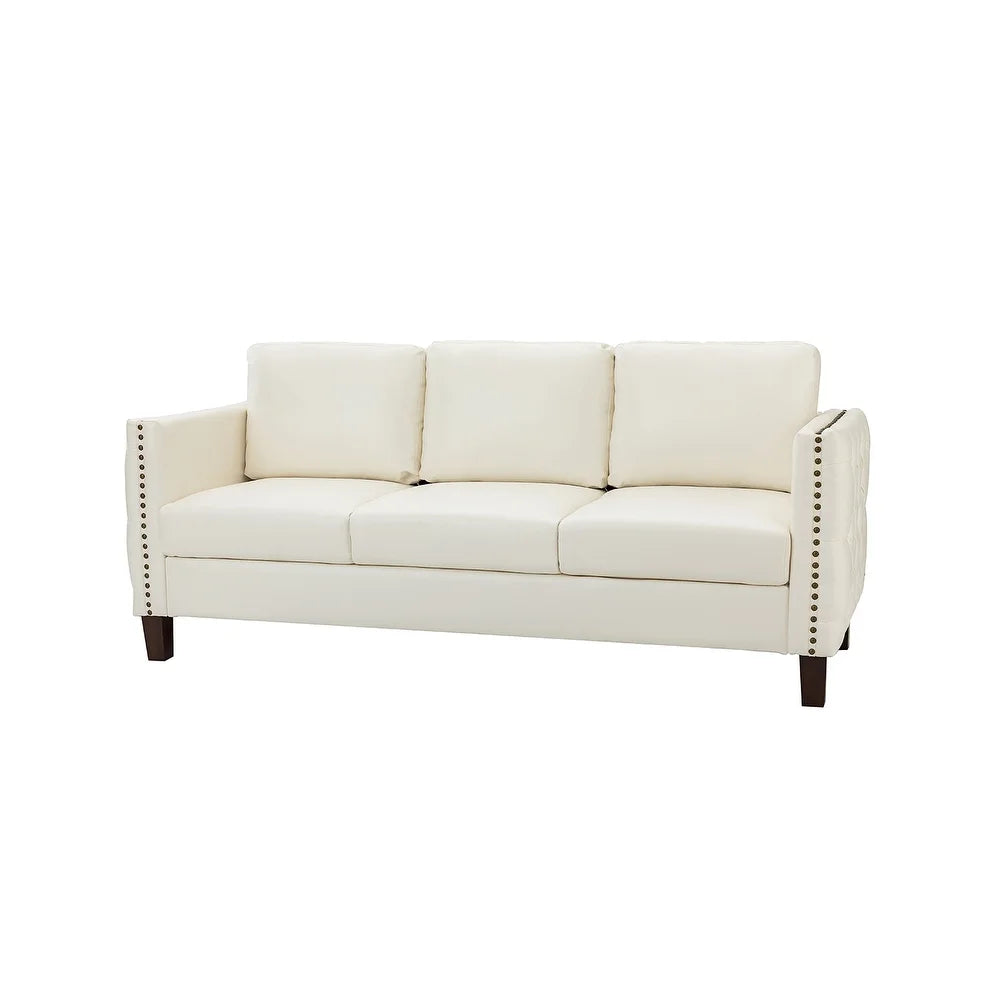 Bortolotti 81.5" Classic Vegan Leather Sofa with Solid Wooden Legs