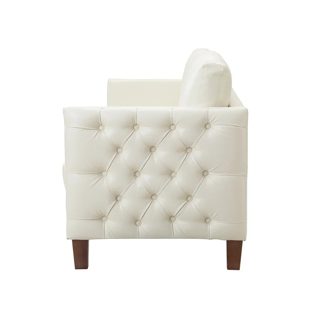 Bortolotti 81.5" Classic Vegan Leather Sofa with Solid Wooden Legs