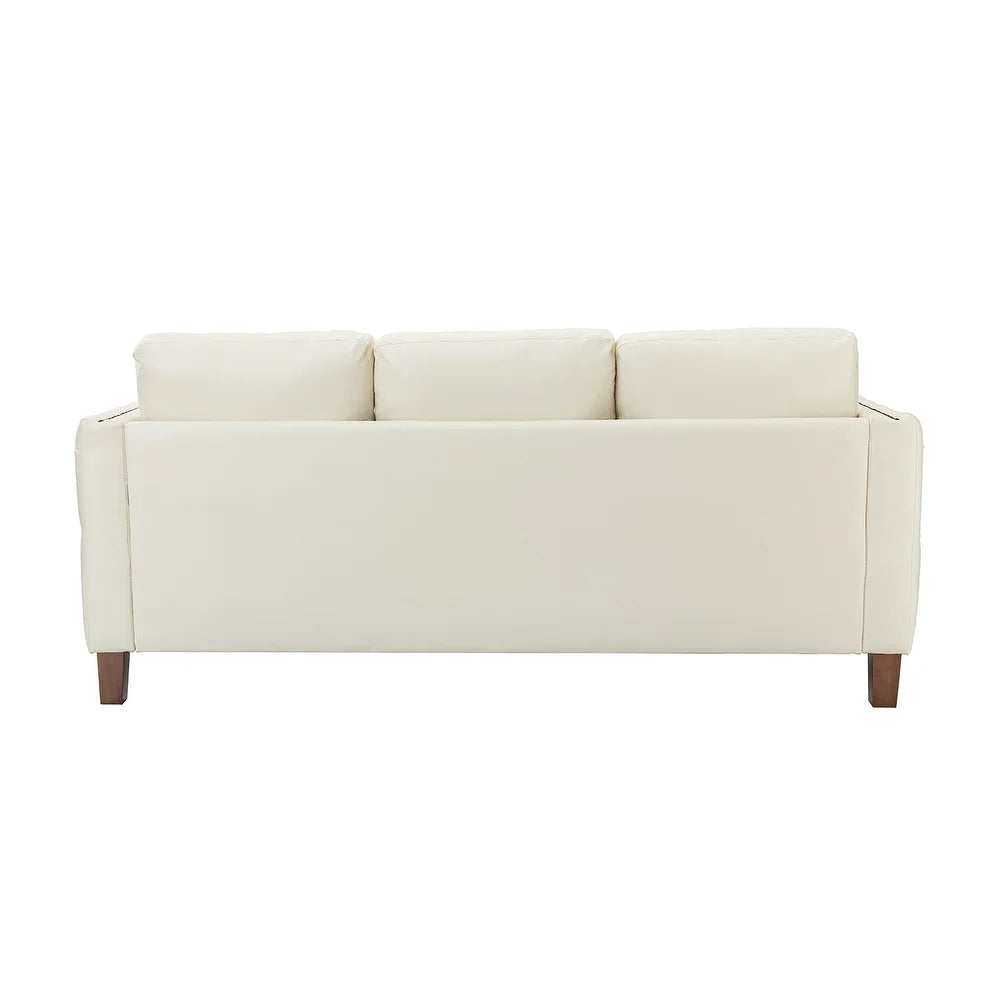 Bortolotti 81.5" Classic Vegan Leather Sofa with Solid Wooden Legs