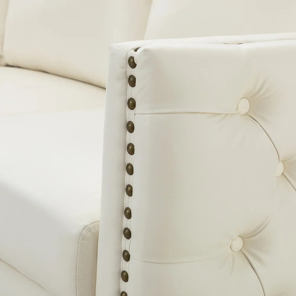 Bortolotti 81.5" Classic Vegan Leather Sofa with Solid Wooden Legs