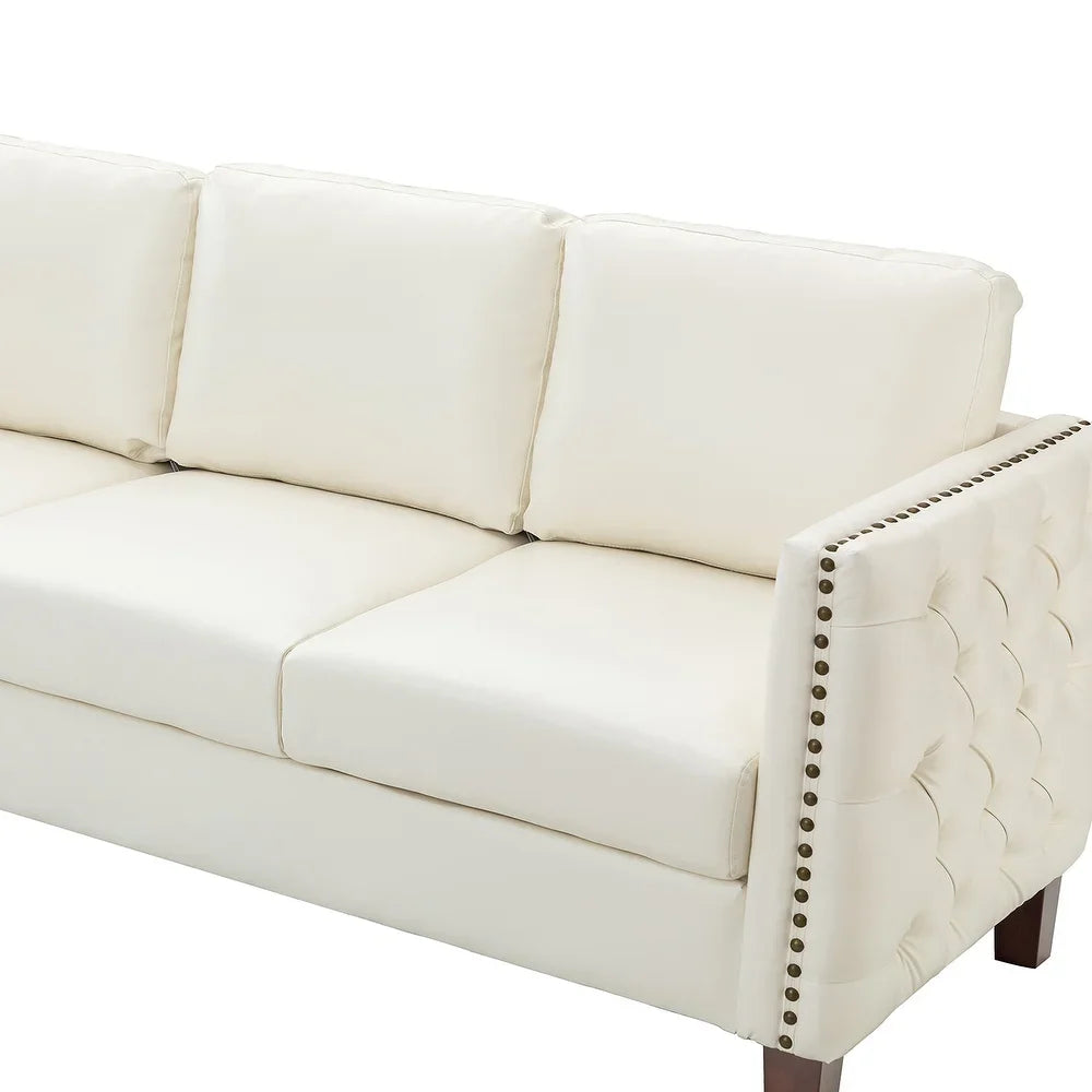Bortolotti 81.5" Classic Vegan Leather Sofa with Solid Wooden Legs