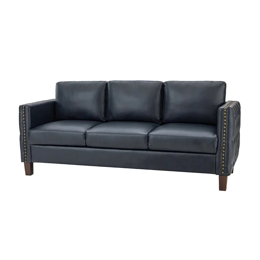 Bortolotti 81.5" Classic Vegan Leather Sofa with Solid Wooden Legs