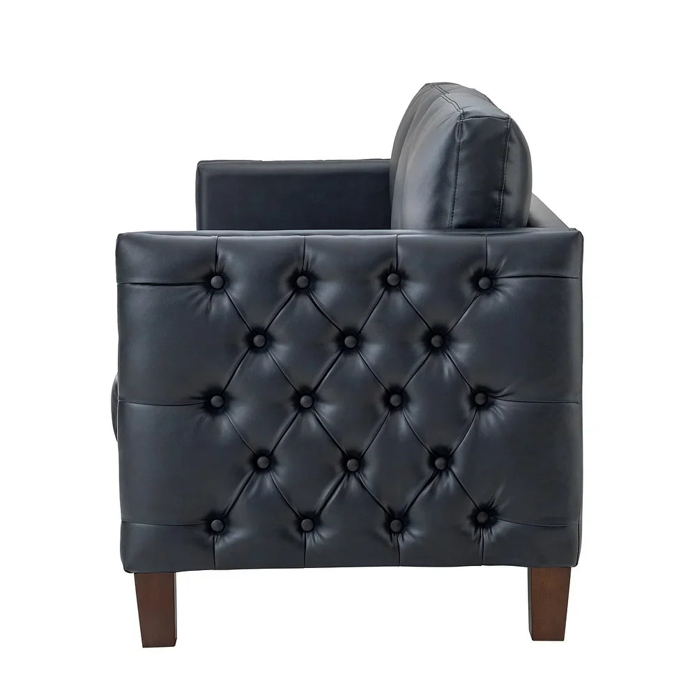 Bortolotti 81.5" Classic Vegan Leather Sofa with Solid Wooden Legs