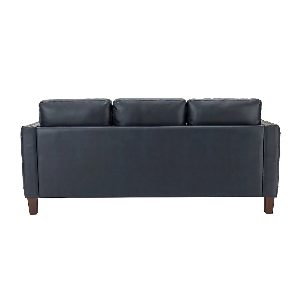 Bortolotti 81.5" Classic Vegan Leather Sofa with Solid Wooden Legs
