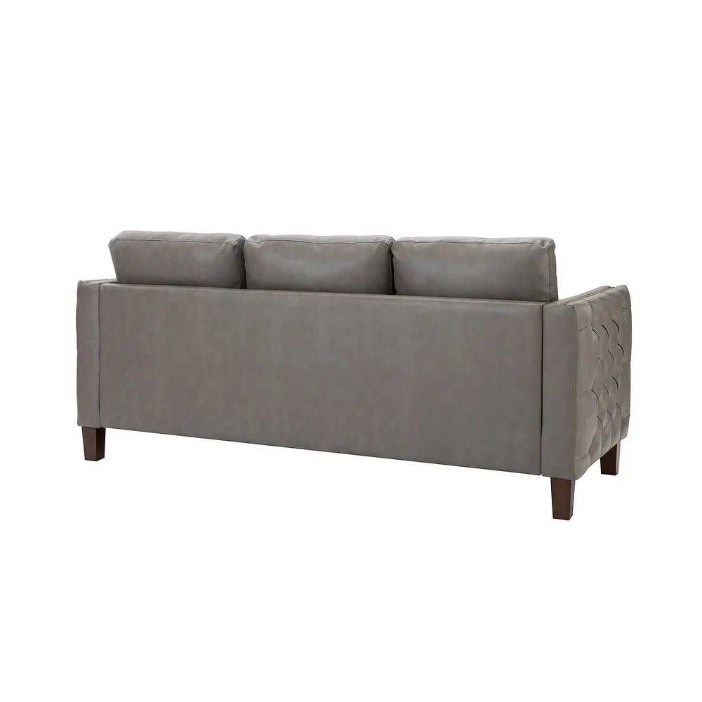 Bortolotti 81.5" Classic Vegan Leather Sofa with Solid Wooden Legs