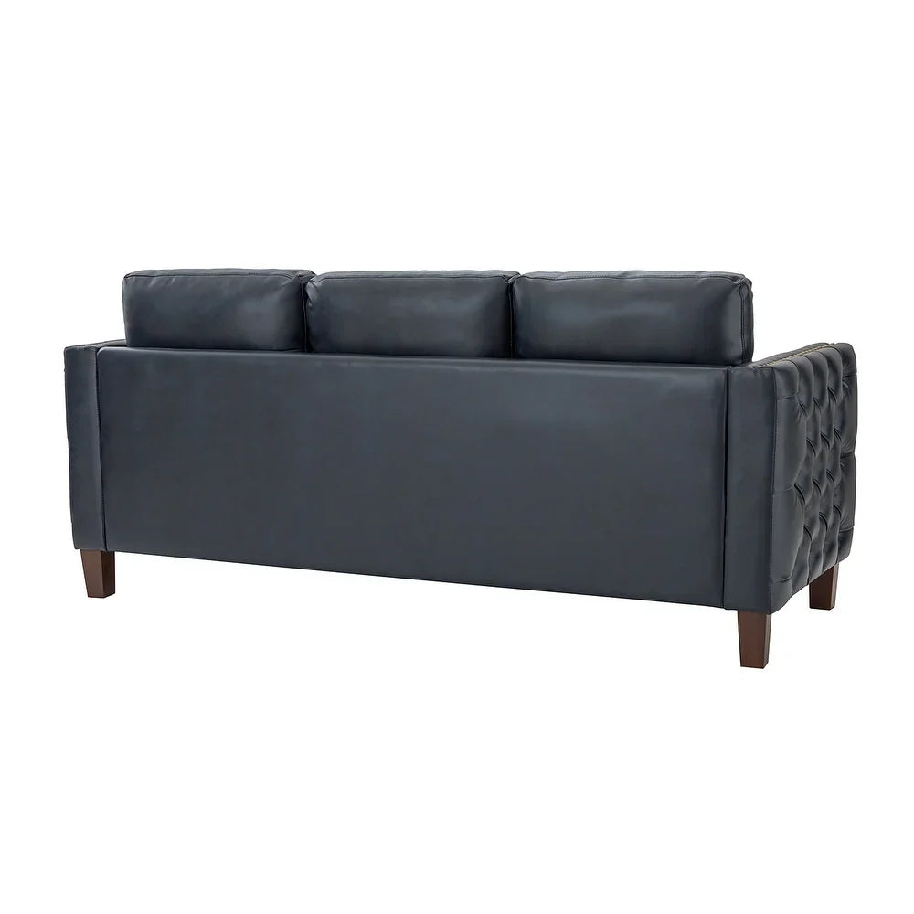 Bortolotti 81.5" Classic Vegan Leather Sofa with Solid Wooden Legs