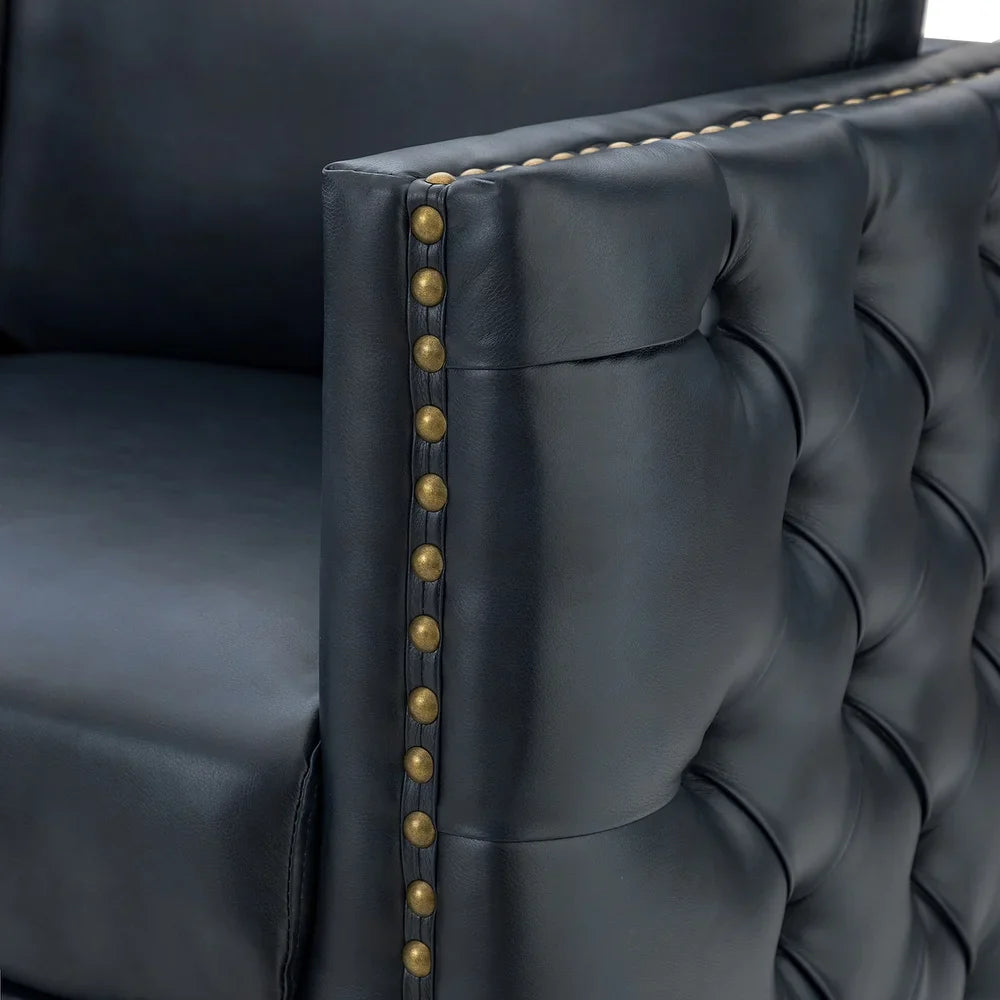 Bortolotti 81.5" Classic Vegan Leather Sofa with Solid Wooden Legs