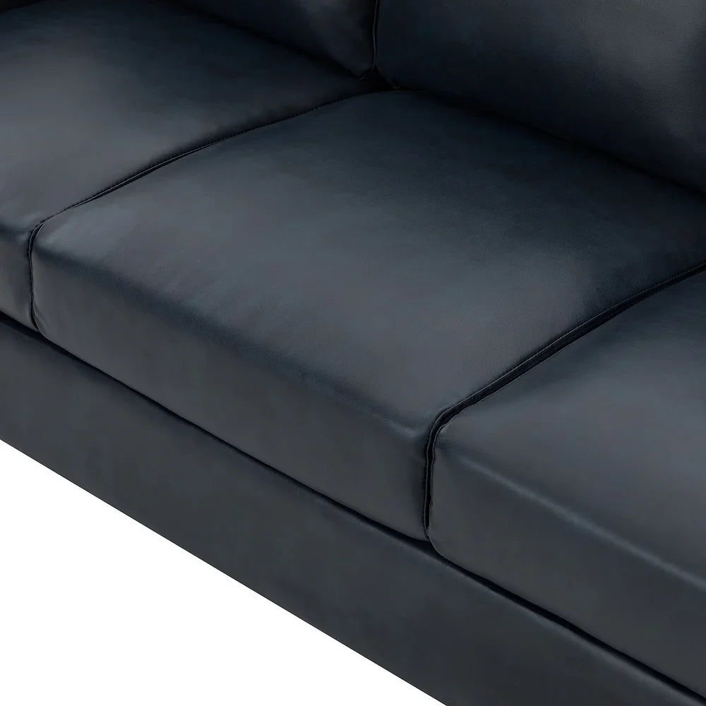 Bortolotti 81.5" Classic Vegan Leather Sofa with Solid Wooden Legs