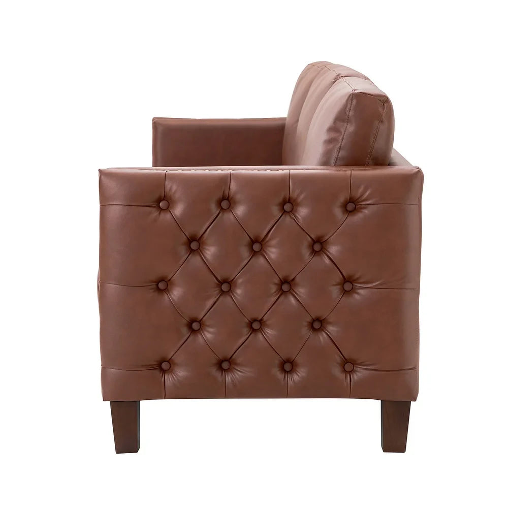Bortolotti 81.5" Classic Vegan Leather Sofa with Solid Wooden Legs
