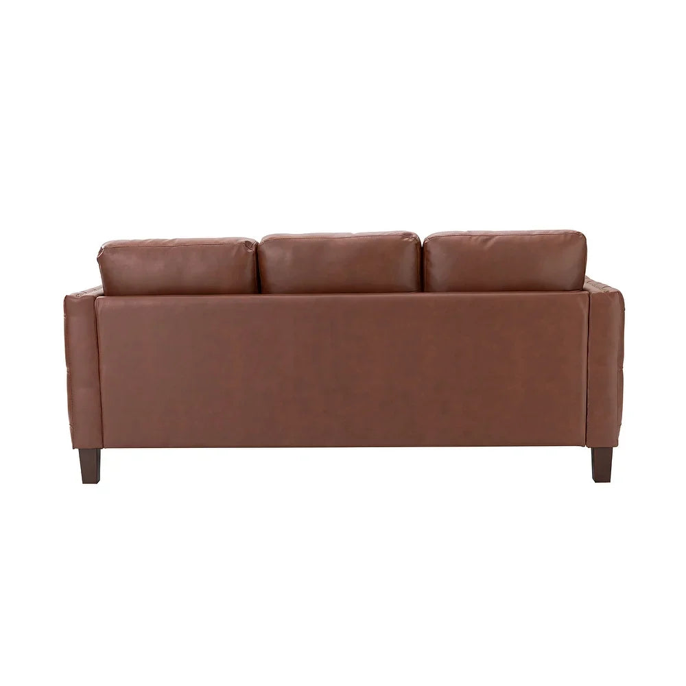 Bortolotti 81.5" Classic Vegan Leather Sofa with Solid Wooden Legs